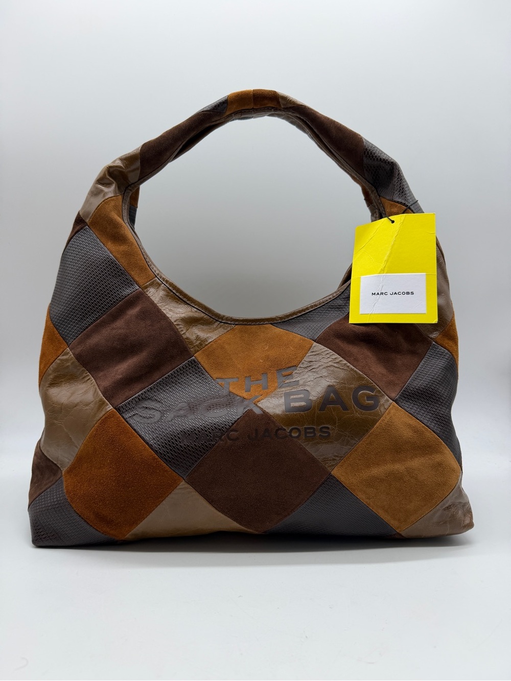 MARC JACOBS The Suede Patchwork Sack large hobo shoulder bag + Dust bag BROWN - Picture 8 of 16